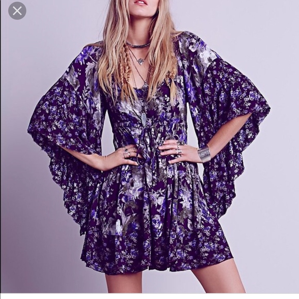 Free People Purple Floral Mini Dress